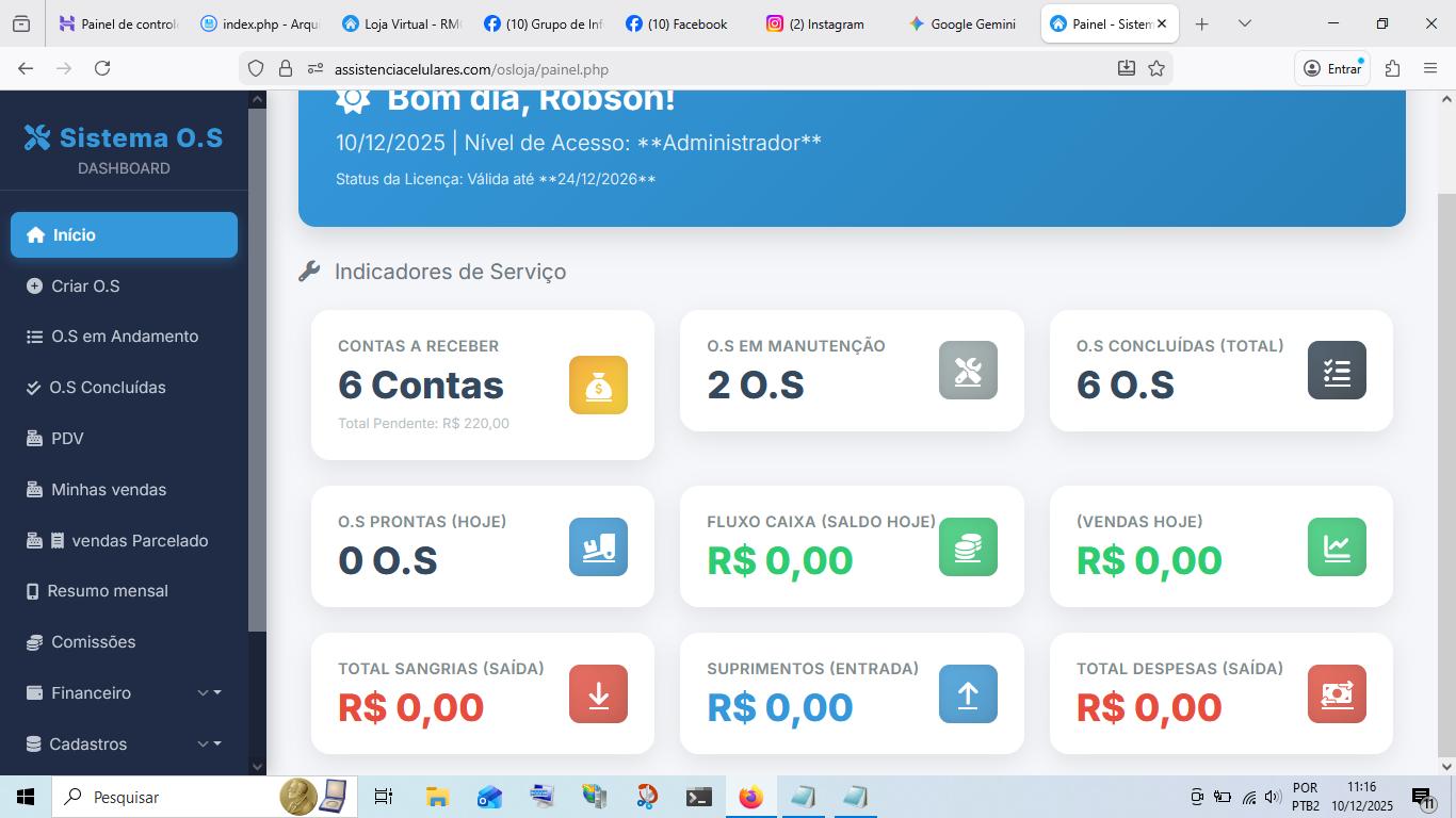 Sistema Online de Ordem de Serviço para Assistência Técnica (Celulares e Eletrônicos) codigo 008
